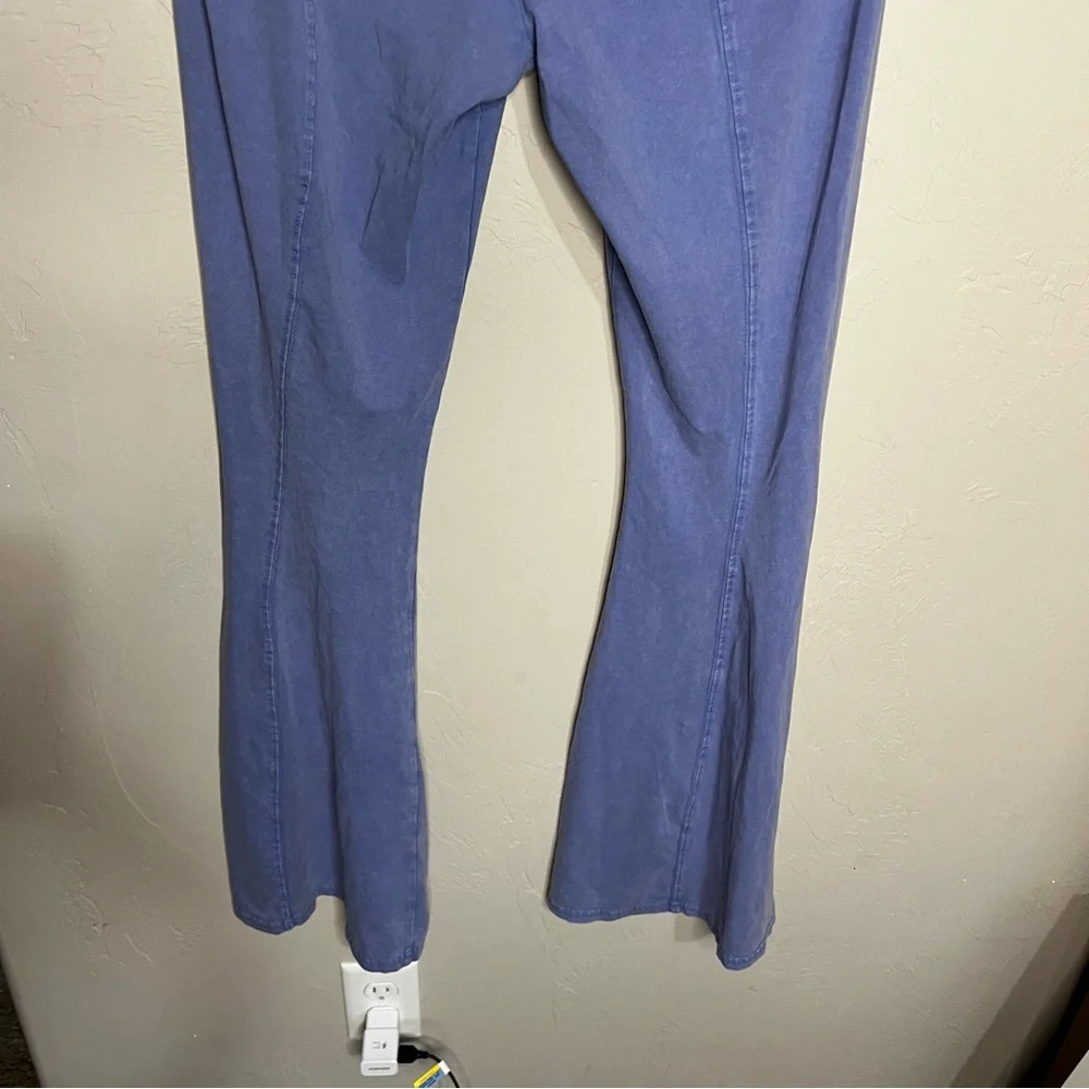 Out From Under UO Aria High Rise Lavender Blue Washed Flare Pull On Groovy Pants